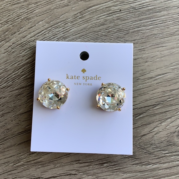 Nwt Kate Spade Clear Stud Earrings With Gold